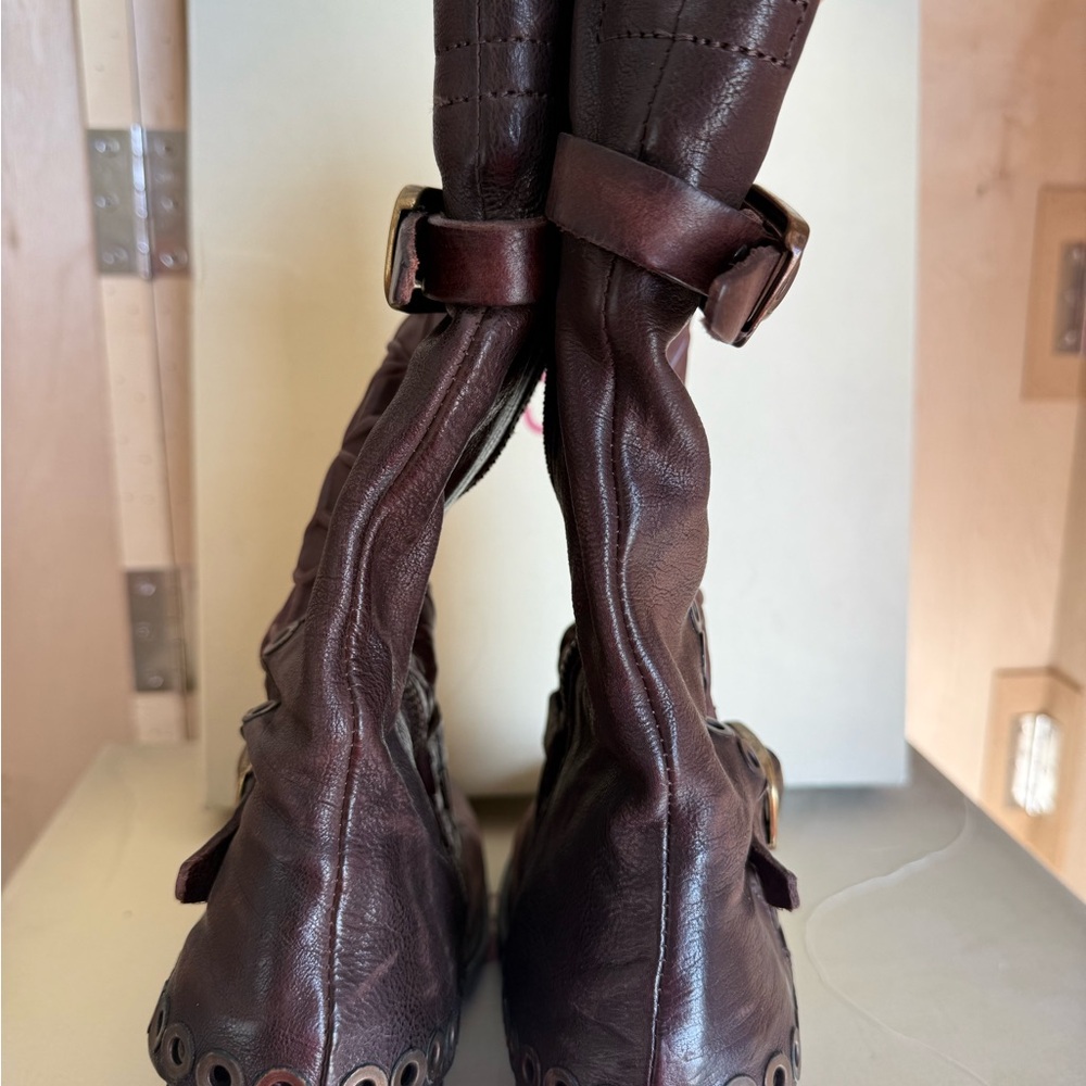 AS 98 STOCKTON Motorcycle Boots Cognac Brown/Brass hardware. - Picture 5 of 12